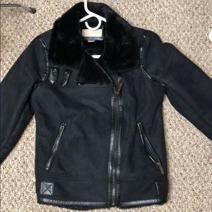 Faux Suede/fur lined Moto jacket